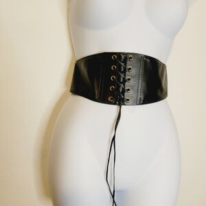 Nordstrom Black Corset Belt with Lace-Up Detail